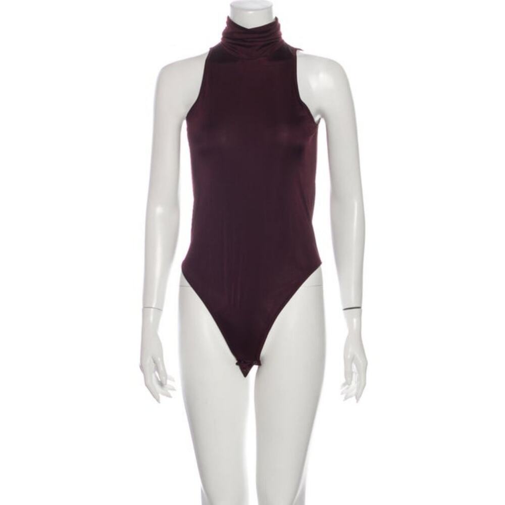Giada Forte Maroon Turtleneck Sleeveless Viscose Womans Bodysuit Size S